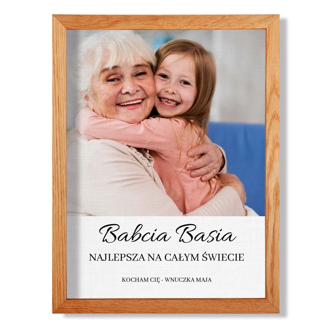 Najlepsza Babcia na Świecie zdjęcie w ramie personalizacja imieniem obraz 30x40 cm