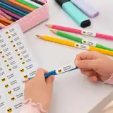 Naklejki imienne arkusz 58 sztuk własny tekst grafika emoji okulary