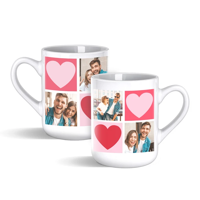 Kubek personalizowany z własnych zdjęć serca kolaż