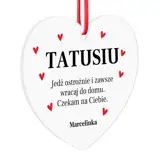 Zawieszka do auta dla Taty w kształcie serca prezent na Dzień Ojca personalizacja imieniem