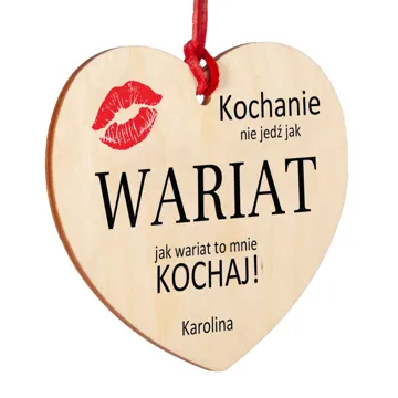 Zawieszka do auta drewniana z personalizacją imieniem - Nie jedź jak wariat