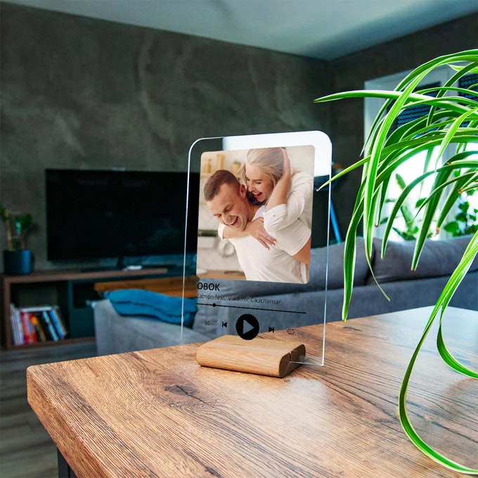 Ramka Spotify z Twoim zdjęciem na szkle akrylowym szkiełko muzyczne Twoja piosenka A5