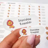 Naklejki wodoodporne imienne imienniki potworek rozowy arkusz 58 sztuk