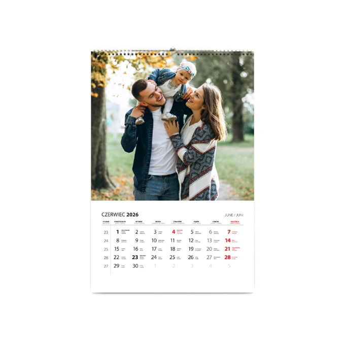 Personalizowany kalendarz ze zdjęciami na 2026 rok ścienny 13 stron na prezent A4