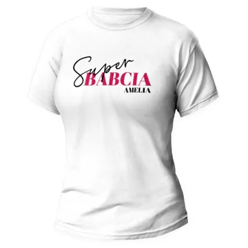 Koszulka dla babci z własnym nadrukiem napisem Super Babcia biała damska rozm. XXL