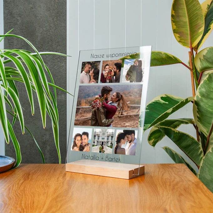 Ramka z Twoim zdjęciem na szkle akrylowym zdjęcie na szkle plexi kolaż 7 zdjęć A4