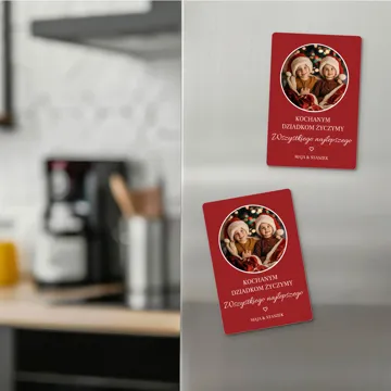 Magnes na lodówkę ze zdjęciem PREZENT DLA BABCI I DZIADKA 10x7 cm wykończenie matowe