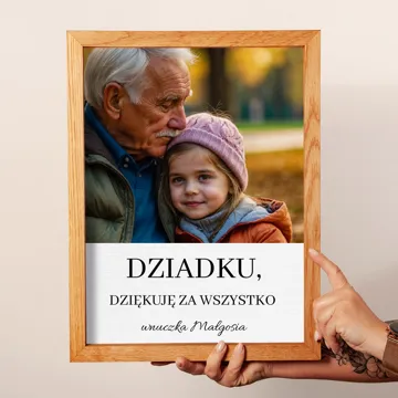Prezent dla Dziadka na Dzień Dziadka obraz ze zdjęcia na płótnie w drewnianej ramie 30x40 cm