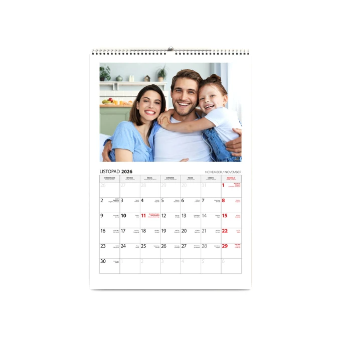 Kalendarz ścienny z Twoich zdjęć A4 terminarz na spirali