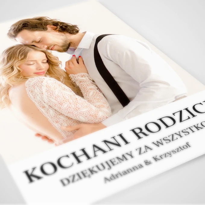 Podziękowania ślubne dla Rodziców plakat ze zdjęcia personalizacja tekstem 30x40 cm