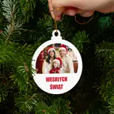 Bombka choinkowa z Twoim zdjęciem tekstem + opakowanie prezentowe