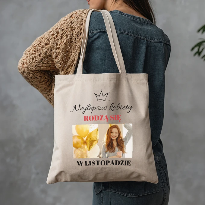 Personalizowana torba ze zdjęciem nadrukiem prezent na urodziny