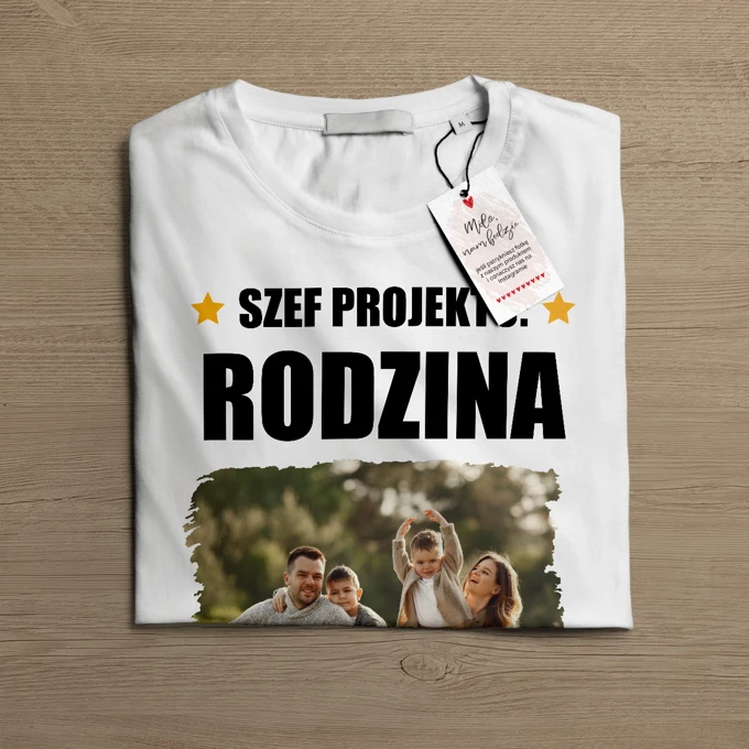 Koszulka ze zdjęciem dla taty na Dzień Taty prezent biała męska