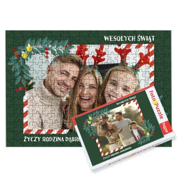 Puzzle ze zdjęcia fotopuzzle z pudełkiem 252 elementów własny tekst na prezent świąteczny