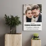 Prezent na 1 rocznicę ślubu zdjęcie na płótnie 30x40 cm Twój tekst imiona
