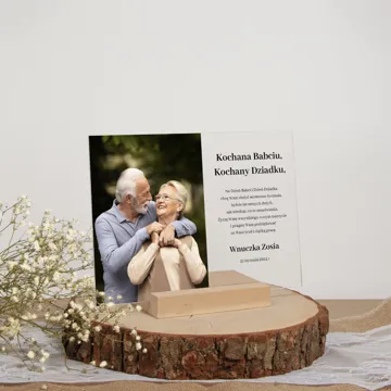 Ramka podziękowanie na szkle akrylowym ze zdjęciem i tekstem prezent dla Babci i Dziadka 15x21 cm