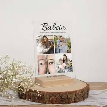 Zdjęcie na szkle dla Babci statuetka z dedykacją 15x21