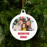 Bombka choinkowa z Twoim zdjęciem tekstem + opakowanie prezentowe