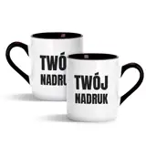 Kubek z Twoim nadrukiem własnym projektem czarne ucho czarny środek