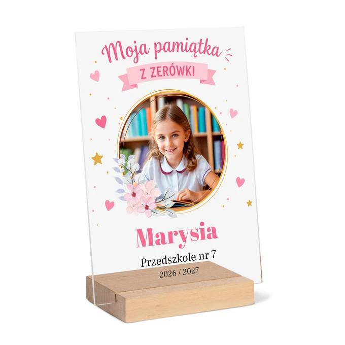 Pamiątka z zerówki ze zdjęciem dziecka statuetka z własnym tekstem