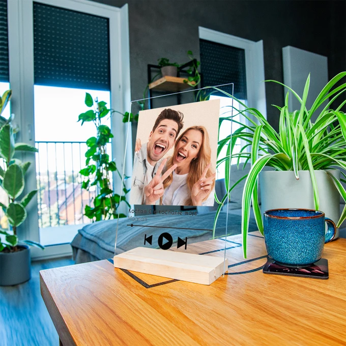 Personalizowana ramka plexi ze zdjęciem szkiełko music Spotify ulubiona piosenka A4