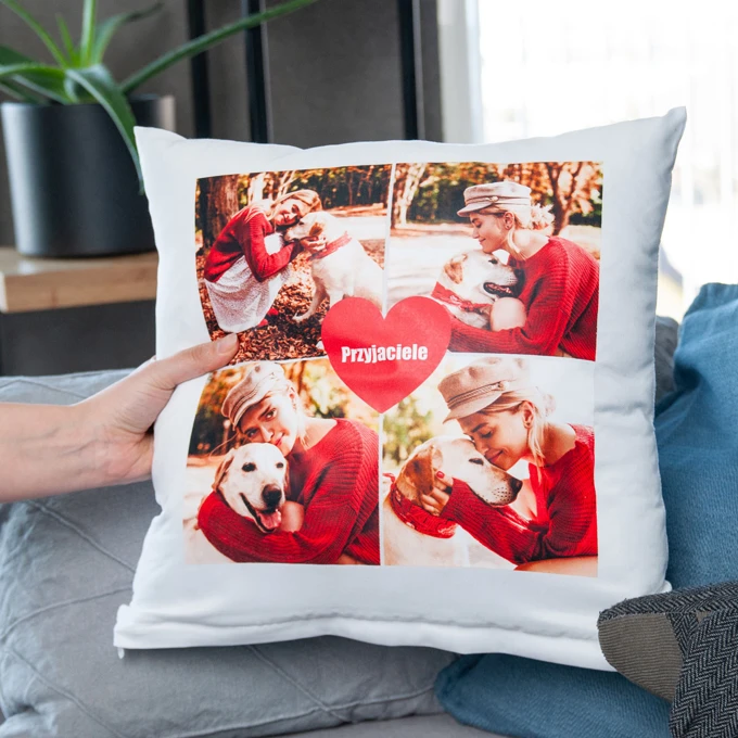 Poduszka ze zdjęciem kolaż serce