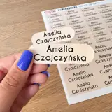 Naklejki imienne imienniki metki wodoodporne arkusz 58 sztuk