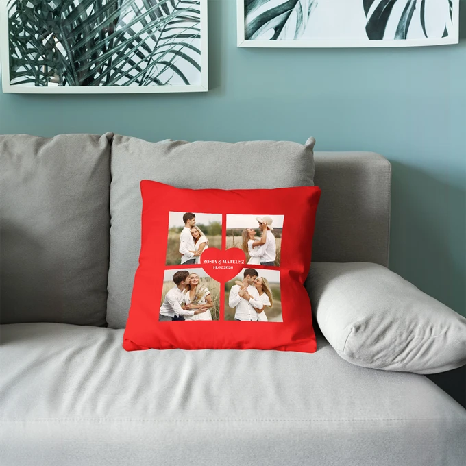 Poduszka dla Zakochanych Wasze Zdjęcia z Datą i Podpisem