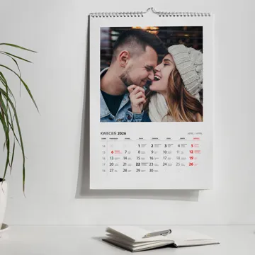 Kalendarz ścienny ze zdjęciami na prezent dla pary zakochanych A3 na spirali