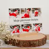 Pleksi z nadrukiem Moje Pierwsze Święta kolaż zdjęć własny tekst 21x15 cm
