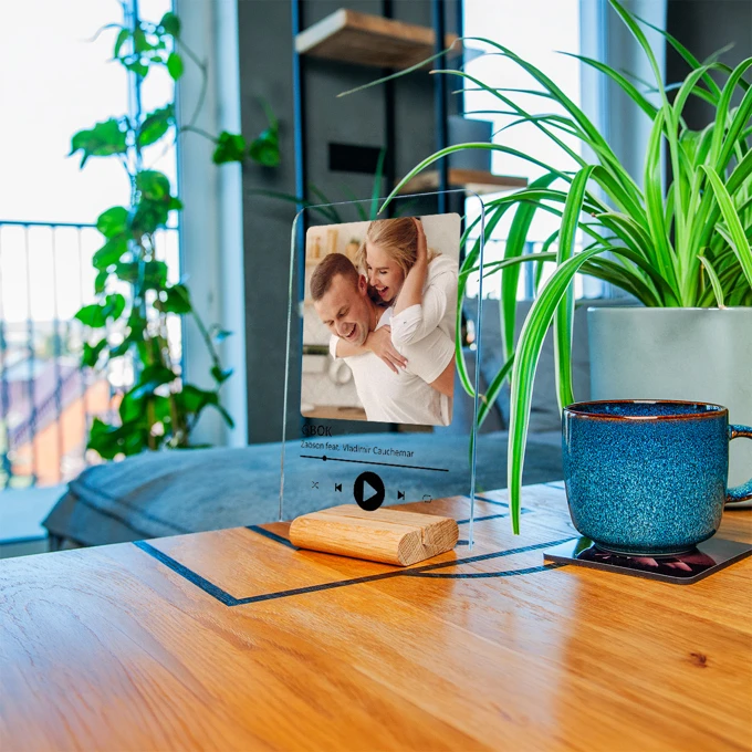 Ramka Spotify z Twoim zdjęciem na szkle akrylowym szkiełko muzyczne Twoja piosenka A5