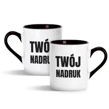 Kubek z Twoim nadrukiem własnym projektem czarne ucho czarny środek
