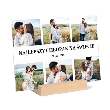 Prezent dla chłopaka na Dzień Chłopaka kolaż zdjęć na szkle personalizacja 21x15 cm