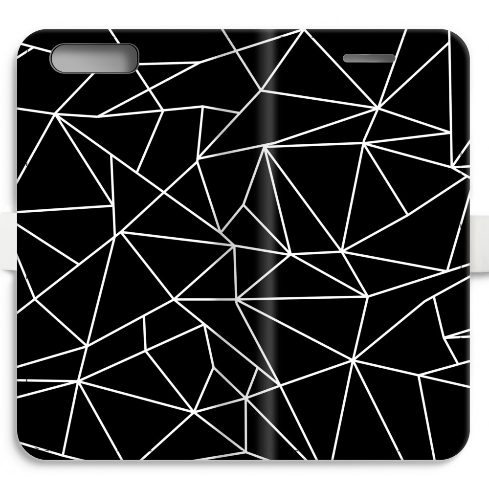 Huawei Ascend P10 Volledig Geprint Flip Hoesje Geometrische Lijnen Wit huawei kopen in de aanbieding