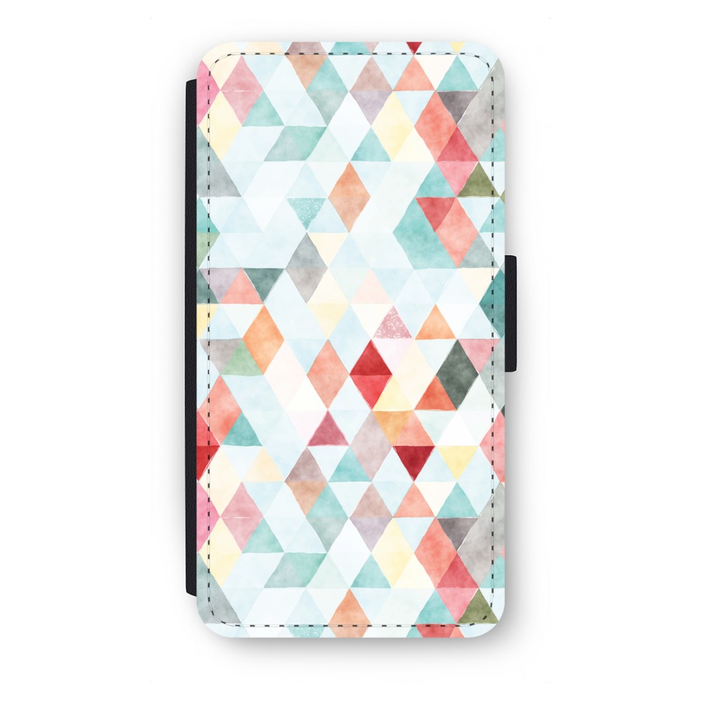 Huawei Ascend P10 Lite Flip Hoesje Gekleurde Driehoekjes Pastel huawei kopen in de aanbieding