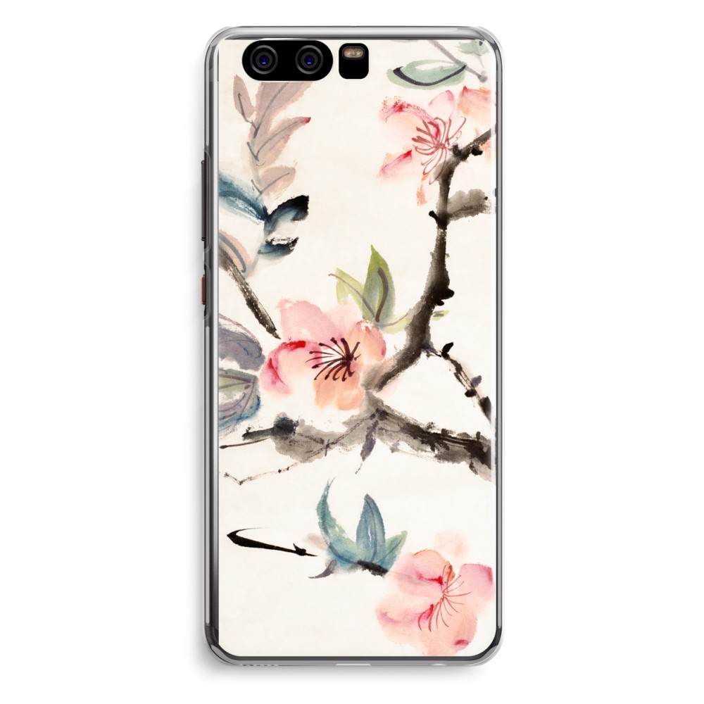 Huawei P10 Transparant Hoesje Soft Japanse Bloemen huawei kopen in de aanbieding