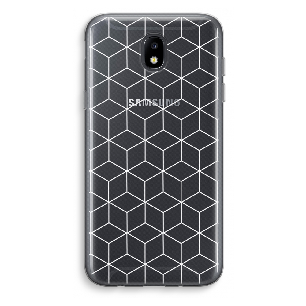 Samsung Galaxy J5 2017 Transparant Hoesje Soft Zwart Witte Kubussen samsung kopen in de aanbieding