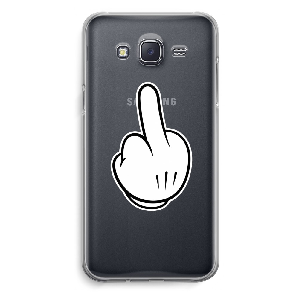 Samsung Galaxy J5 2015 Transparant Hoesje Soft Middle Finger Black samsung kopen in de aanbieding