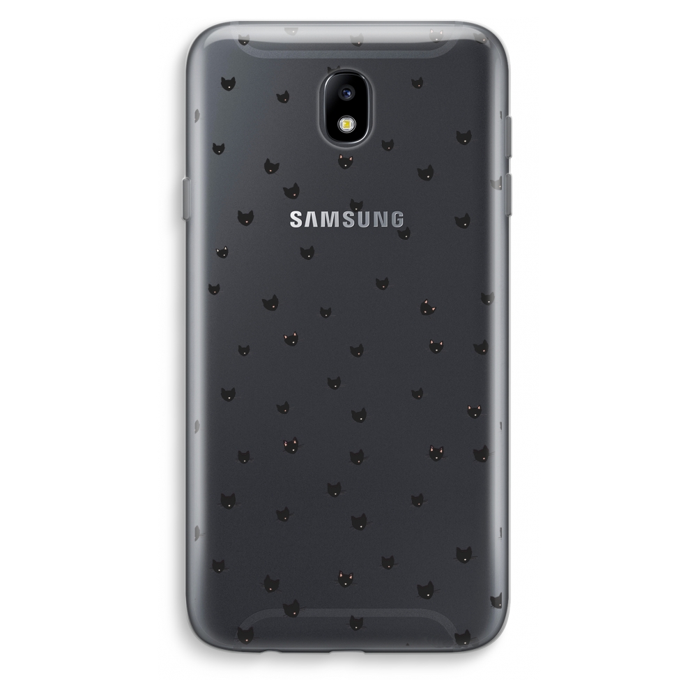 Samsung Galaxy J7 2017 Transparant Hoesje Soft Kleine Kattenkopjes samsung kopen in de aanbieding