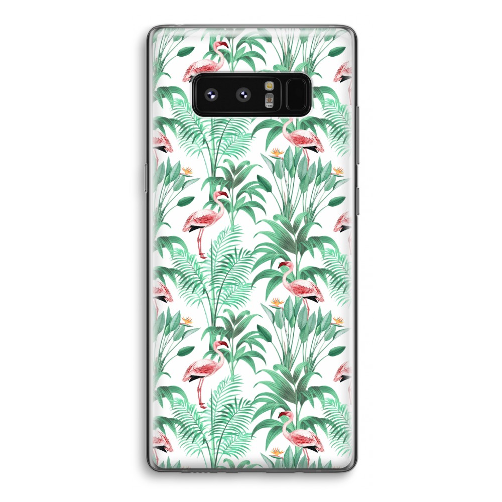 Samsung Galaxy Note 8 Transparant Hoesje Soft Flamingo Bladeren samsung kopen in de aanbieding