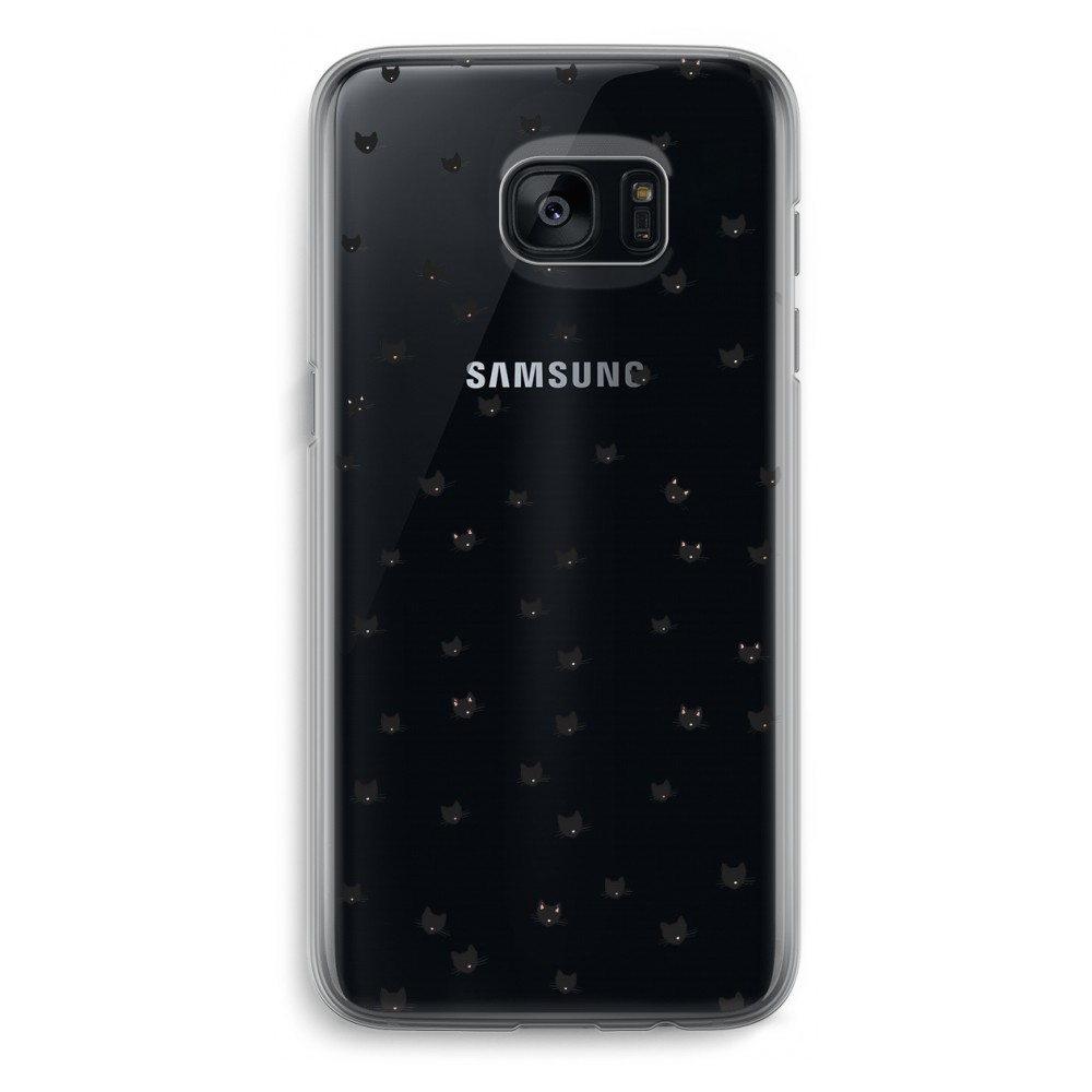 Samsung Galaxy S7 Edge Transparant Hoesje Soft Kleine Kattenkopjes samsung kopen in de aanbieding