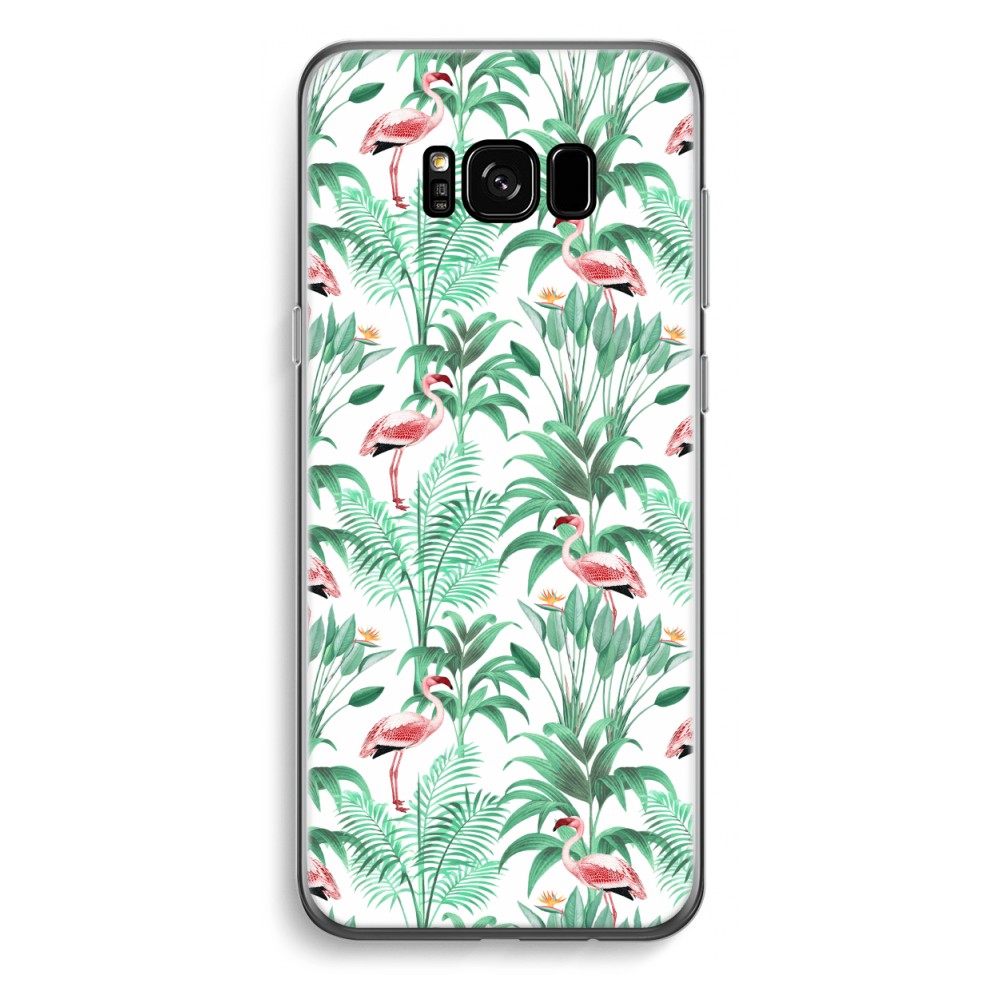 Samsung Galaxy S8 Transparant Hoesje Soft Flamingo Bladeren samsung kopen in de aanbieding