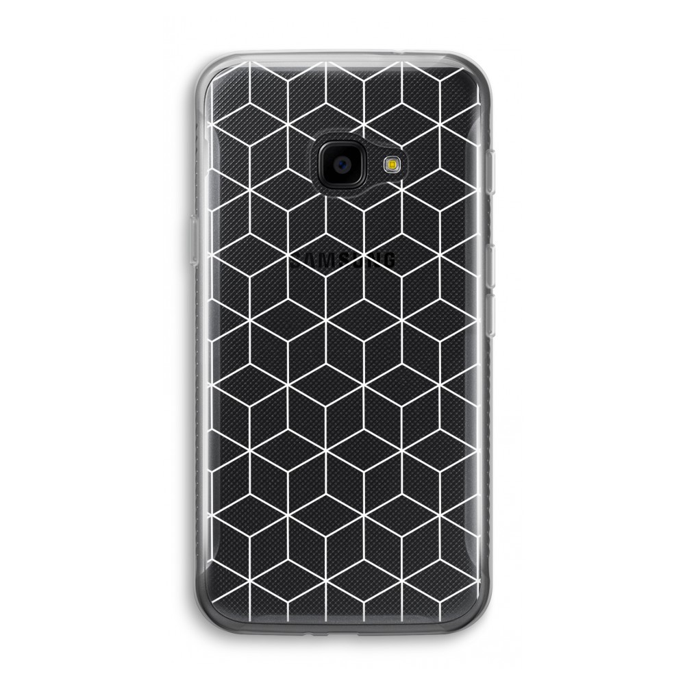 Samsung Galaxy Xcover 4 Transparant Hoesje Soft Zwart Witte Kubussen samsung kopen in de aanbieding