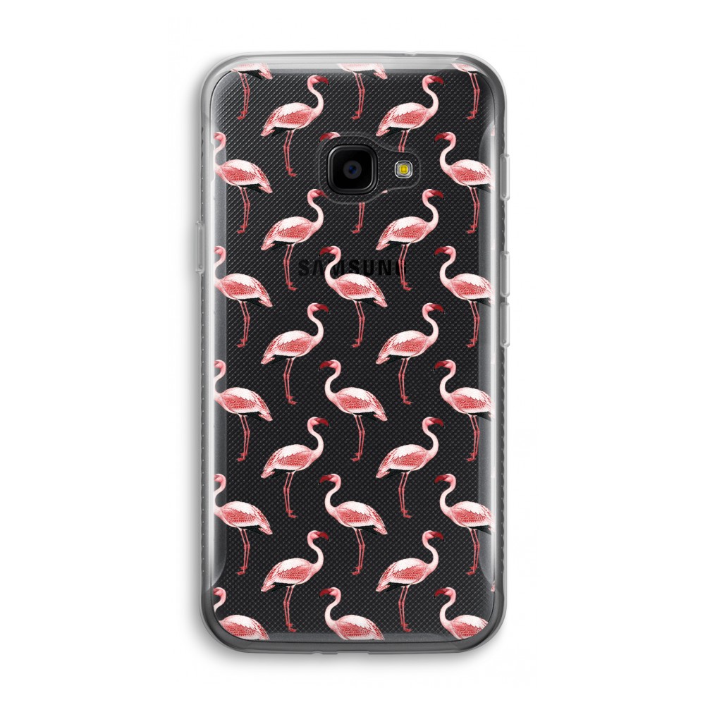 Samsung Galaxy Xcover 4 Transparant Hoesje Soft Flamingoprint Groen samsung kopen in de aanbieding