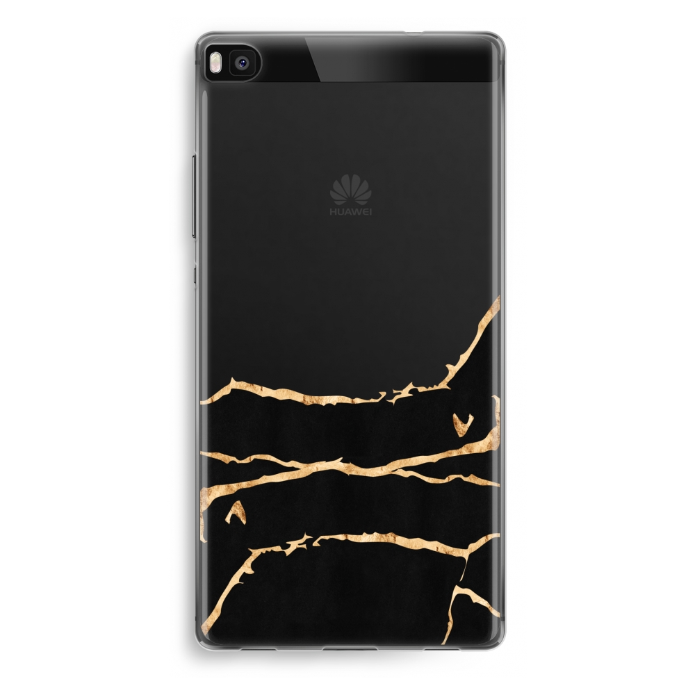 Huawei Ascend P8 Transparant Hoesje Soft Gouden Marmer huawei kopen in de aanbieding