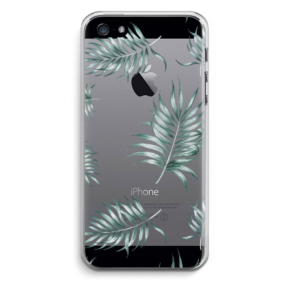 Apple Iphone 5 5S Se Transparant Hoesje Soft Simple Leaves apple kopen in de aanbieding