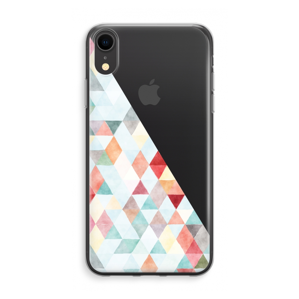Apple Iphone Xr Transparant Hoesje Soft Gekleurde Driehoekjes Pastel apple kopen in de aanbieding