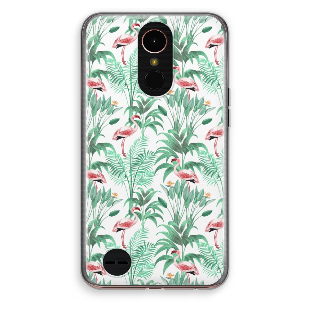 Lg K10 2017 Transparant Hoesje Soft Flamingo Bladeren lg kopen in de aanbieding