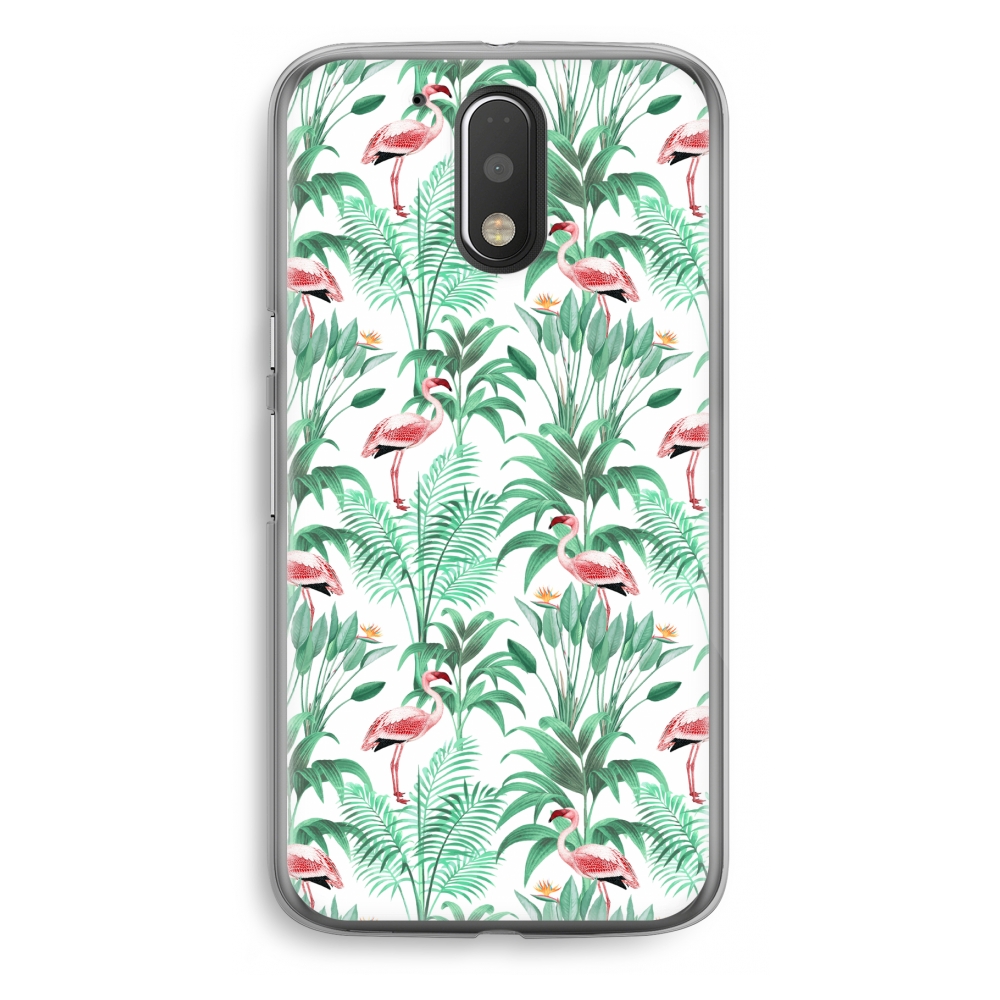 Motorola Moto G4G4 Plus Transparant Hoesje Soft Flamingo Bladeren motorola kopen in de aanbieding