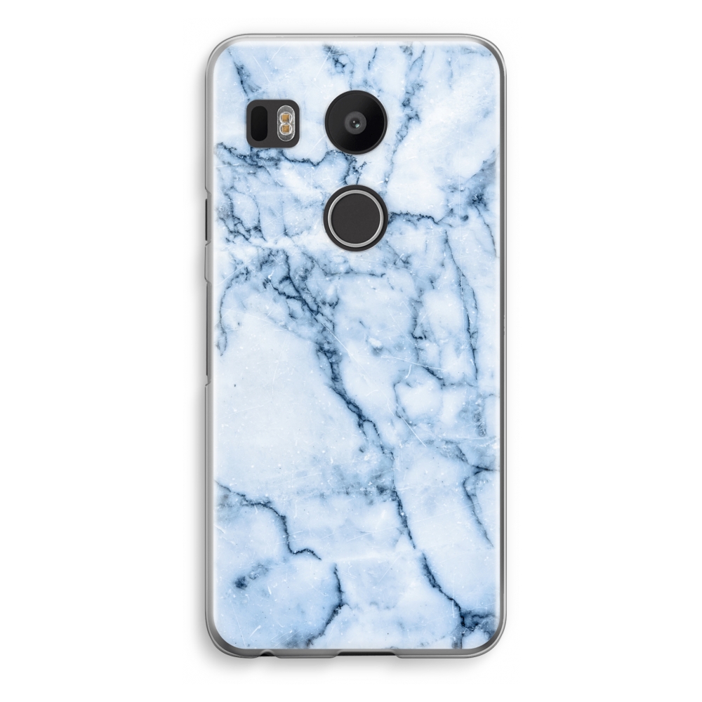 Lg Nexus 5X Transparant Hoesje Soft Blauw Marmer lg kopen in de aanbieding